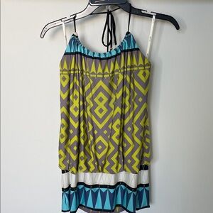 Vibrant Geometric Analili Halter Top
